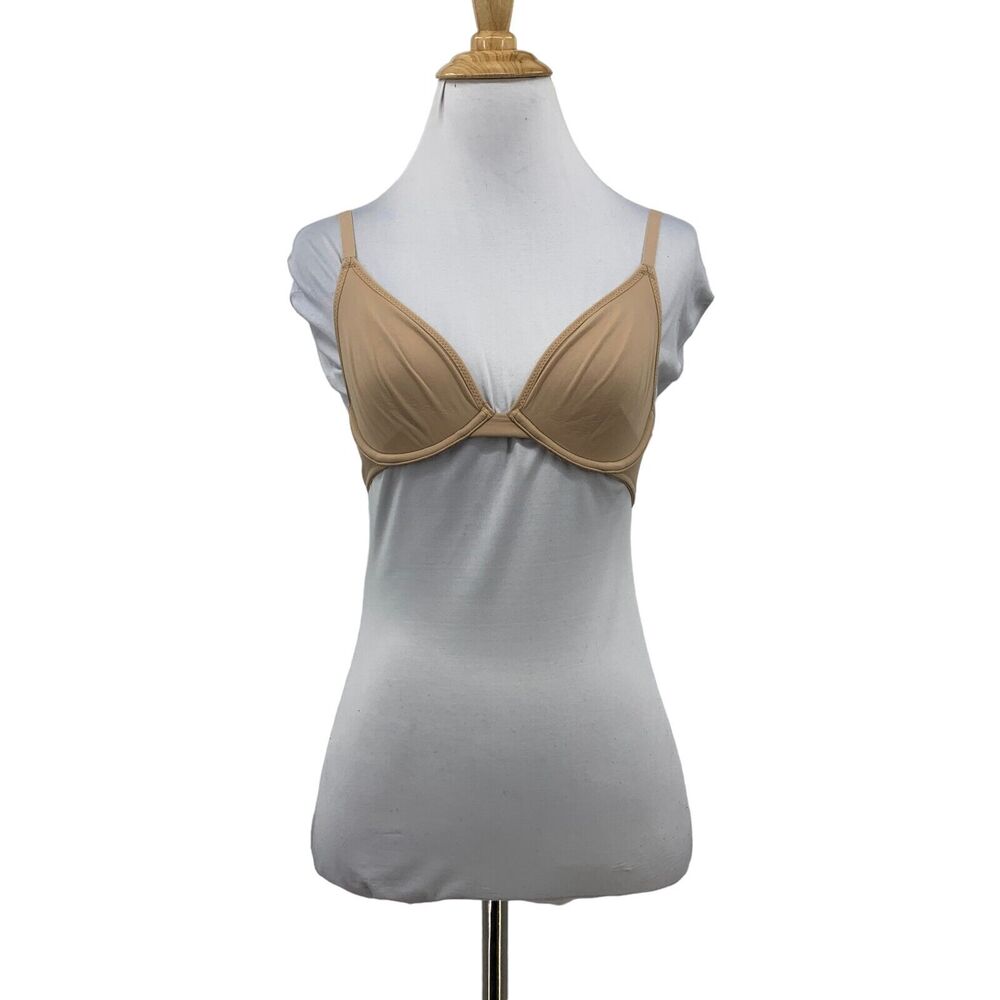 Gap Body Bare Natural Plunge Bra Womens 32A Beige Underwired Unpadded Push Up